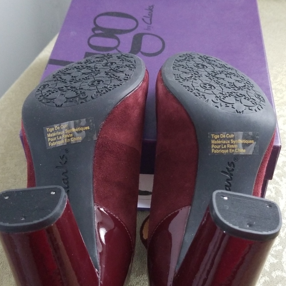 NIB clarks loyal peony 7.5 burgndy mary jane heels - Picture 3 of 4